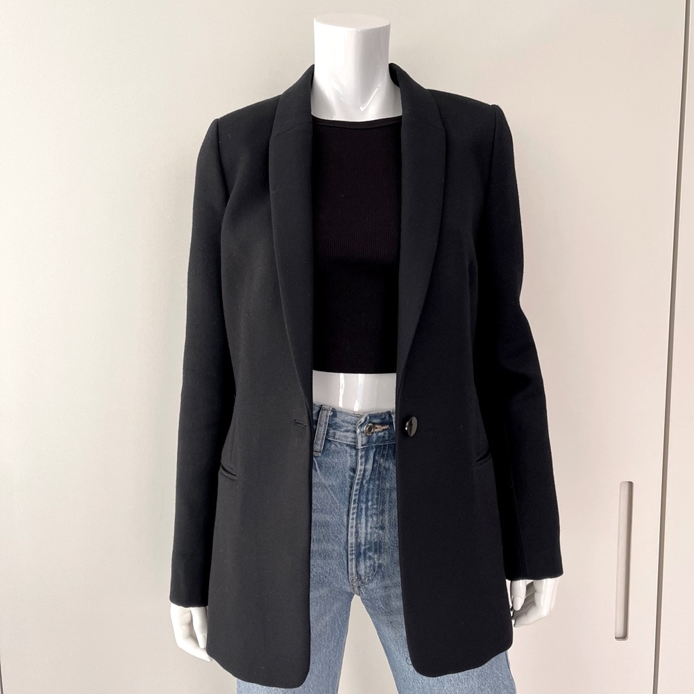 BY MALENE BIRGER Wool Blend Single Button Blazer in Black